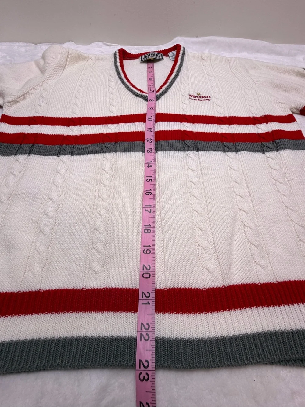 Vintage 90s Aureus Winston Drag Racing Gatornationals Cable Knit Sweater S NHRA